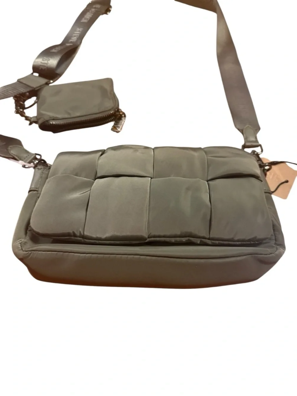 Steve Madden Quilted Olive Crossbody Messenger Bag w/ Detachable Coin Pouch NWT